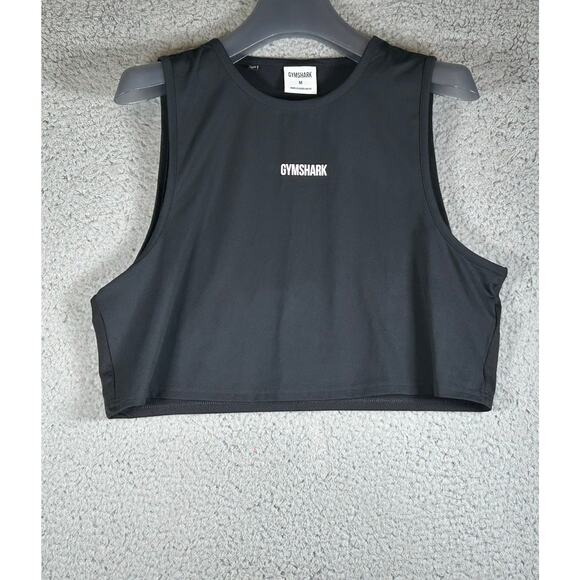 Gym Shark Logo Tank Top Women M Black Activewear Casual workout Gym sleeveless - Picture 2 of 10